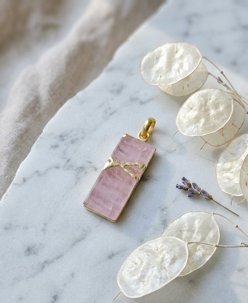 金继宝石项链 粉晶护理礼盒 镀金纯银 - 项链 - 半宝石 