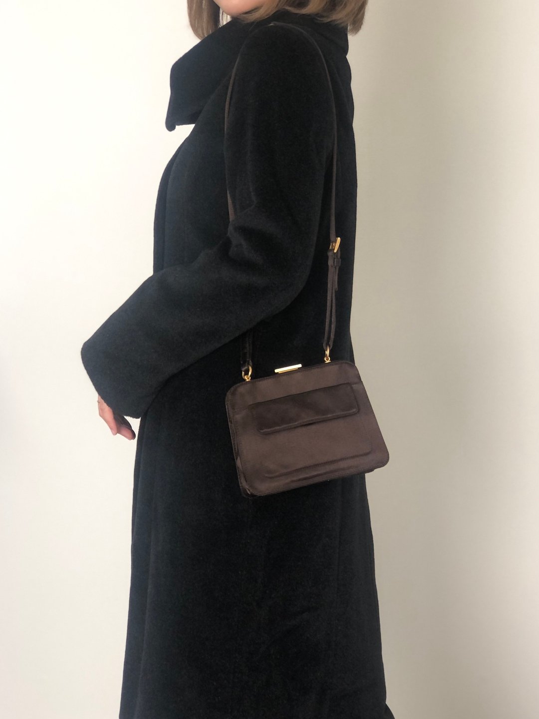 【 日本直送 名牌中古包 】PRADA 普拉达 侧背包 棕色 缎面 复古 经典 z6hamg - 侧背包/斜挎包 - 棉．麻 咖啡色