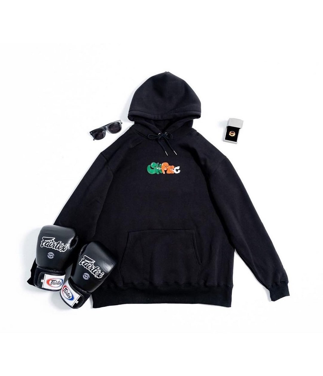Statyhome x PNC陈老师 SHPNC One Punch Logo Hoodie - 中性连帽卫衣/T 恤 - 棉 黑色