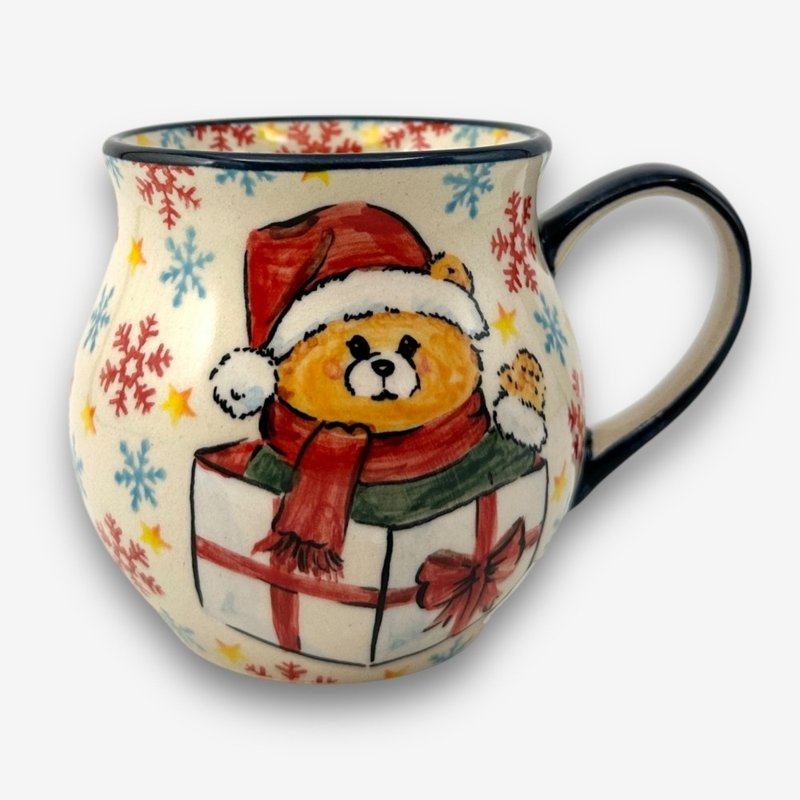 波兰手绘手工陶-胖胖杯 350ml 圣诞熊宝系列 - 其他杯子 - 陶 多色