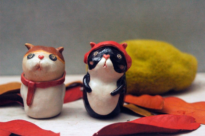 老夫老妻猫 过圣诞节 - 花瓶/陶器 - 陶 红色