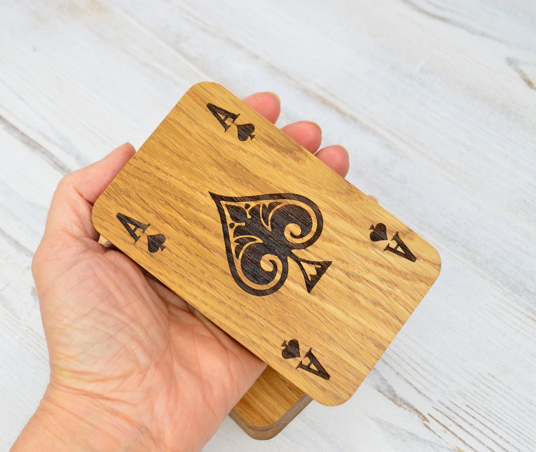 Wooden box for cards, Poker cards box for personalized gift, cards storage box - 桌游/玩具 - 木头 多色