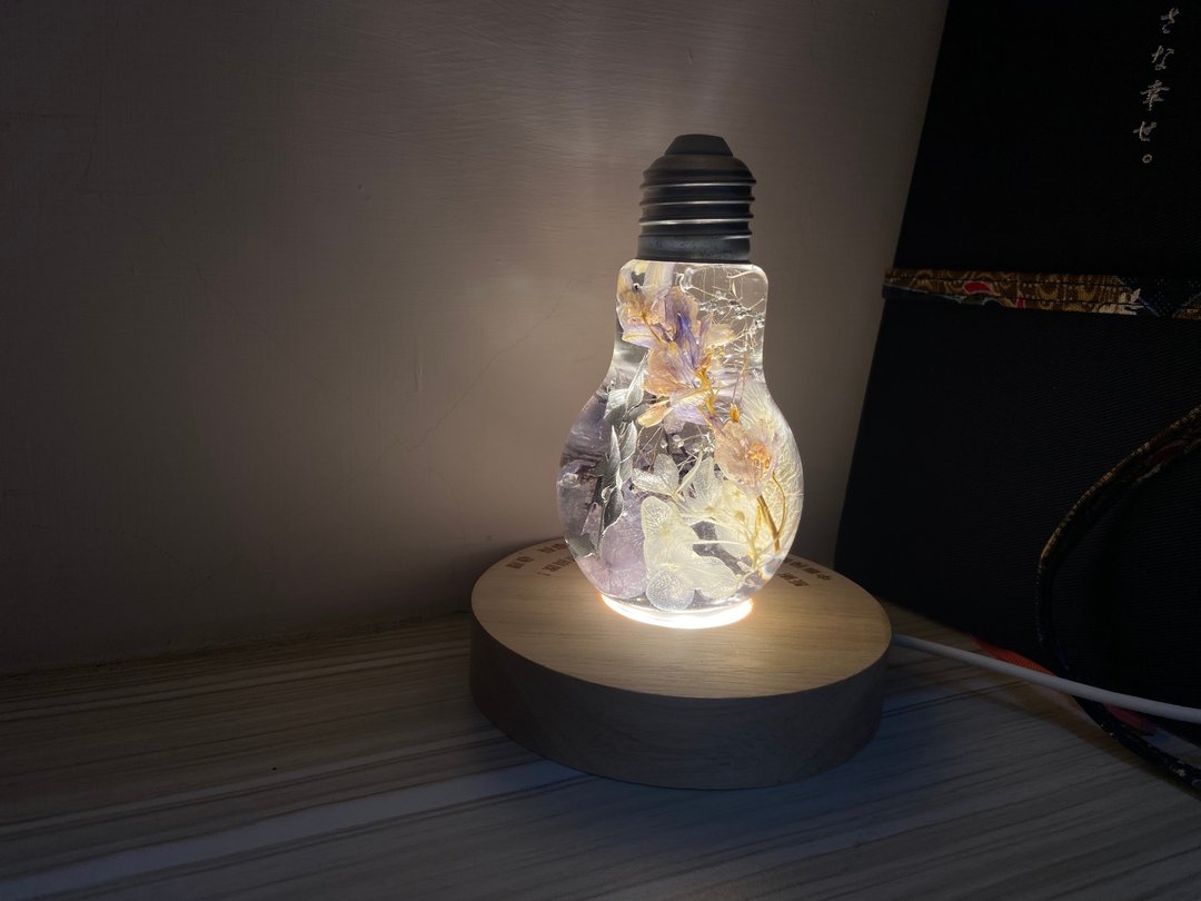 灯泡浮游花夜灯 定制化 小夜灯 永生花 浮游花  圣诞礼盒 - 灯具/灯饰 - 植物．花 银色