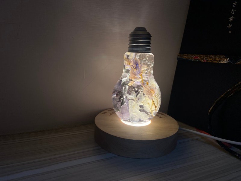 灯泡浮游花夜灯 定制化 小夜灯 永生花 浮游花  圣诞礼盒 - 灯具/灯饰 - 植物．花 银色