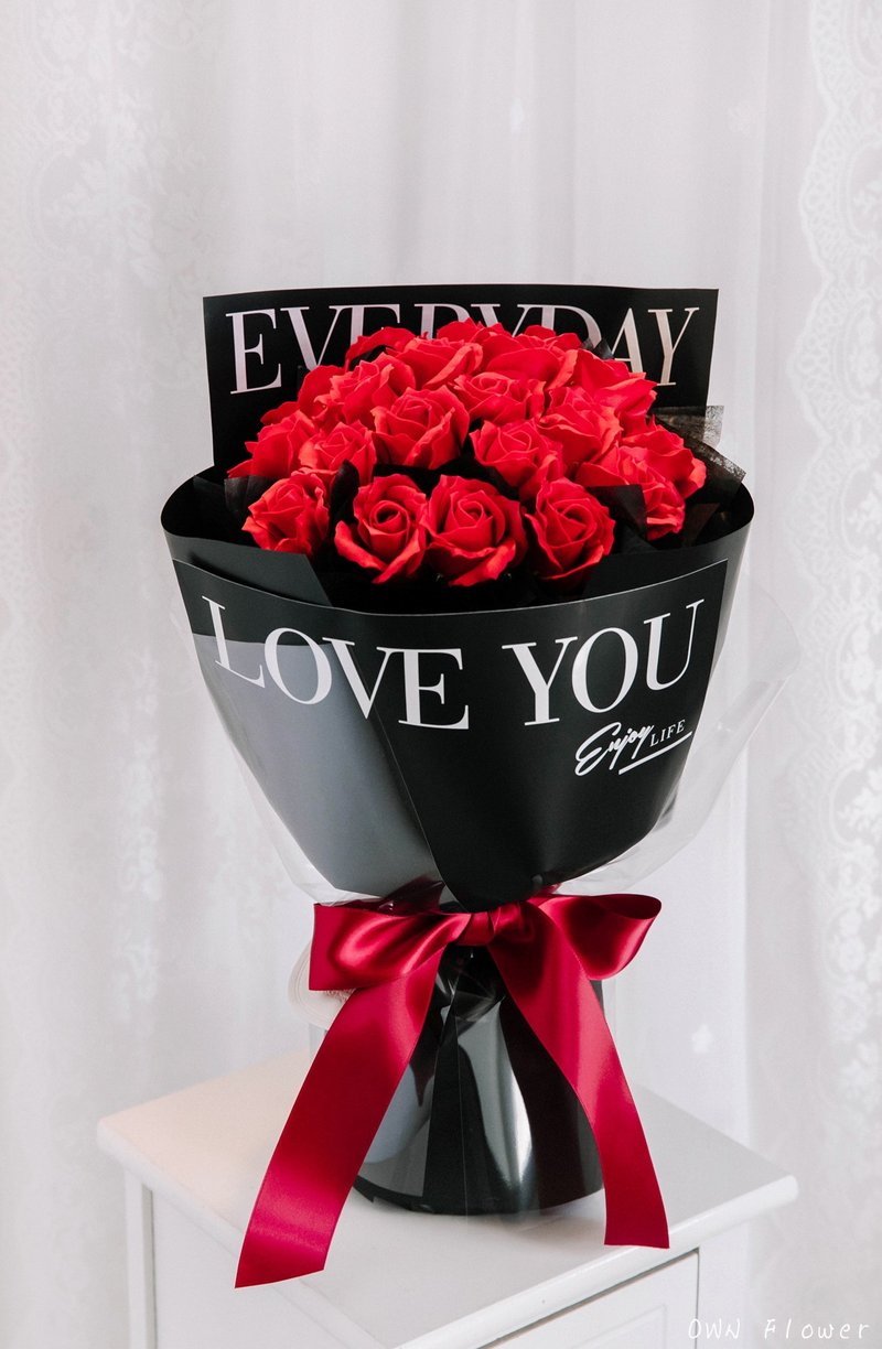 红玫瑰花束/香皂花束/生日花束/情人节花束/告白花束/纪念日花束 - 干燥花/捧花 - 其他材质 红色