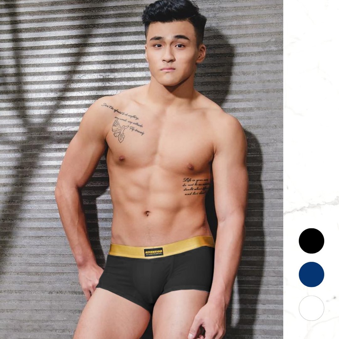 AttentionWear淘金者型男四角内裤【黑色】│ATTENTION 经典款 - 男士内衣裤 - 尼龙 黑色