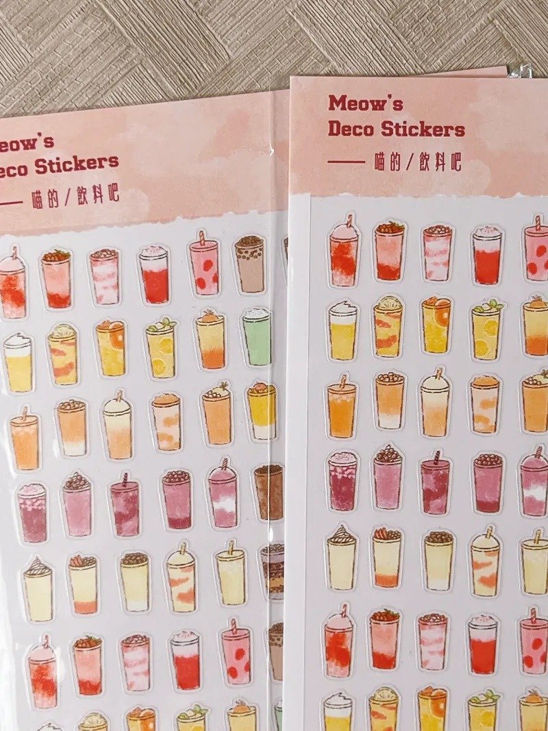 喵的 饮料 割型防水贴纸 - 贴纸 - 塑料 多色
