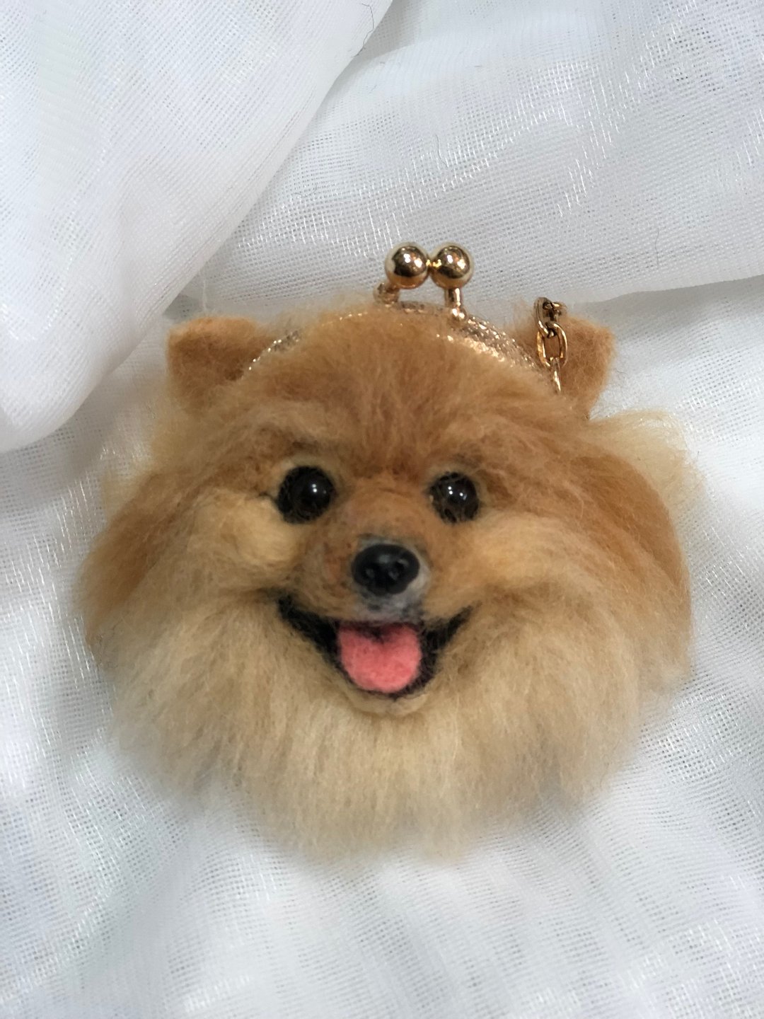 羊毛毡拟真爱犬迷你口金包匙扣 - 零钱包 - 羊毛 