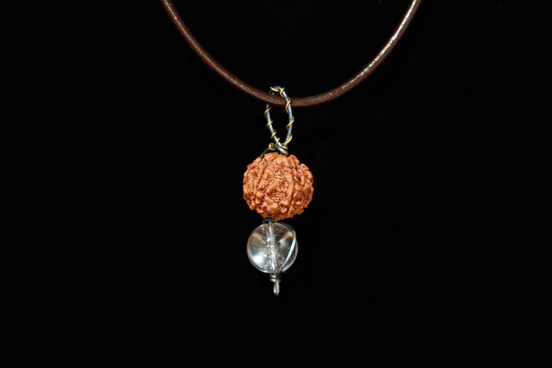 【太空系列】6办金刚菩提子+喜马拉雅水晶 _ 大太空人 (钛烧色) - 项链 - 宝石 多色