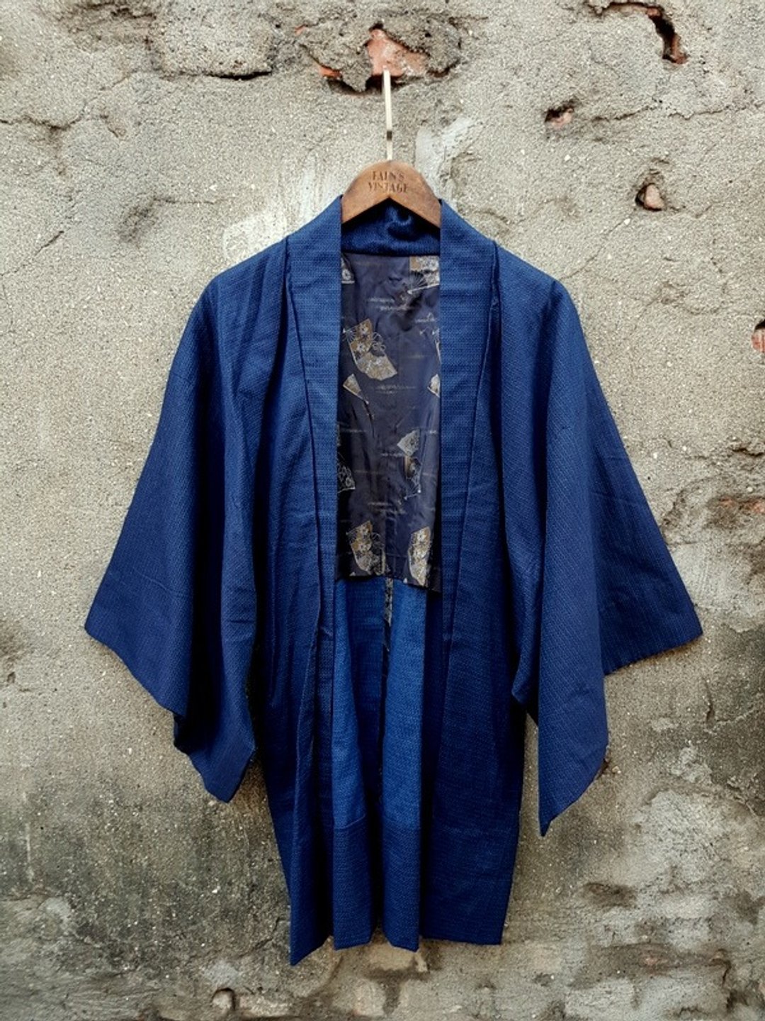小龟葛葛 - 扇刺绣羽织古董和服外套 - 男装外套 - 棉．麻 