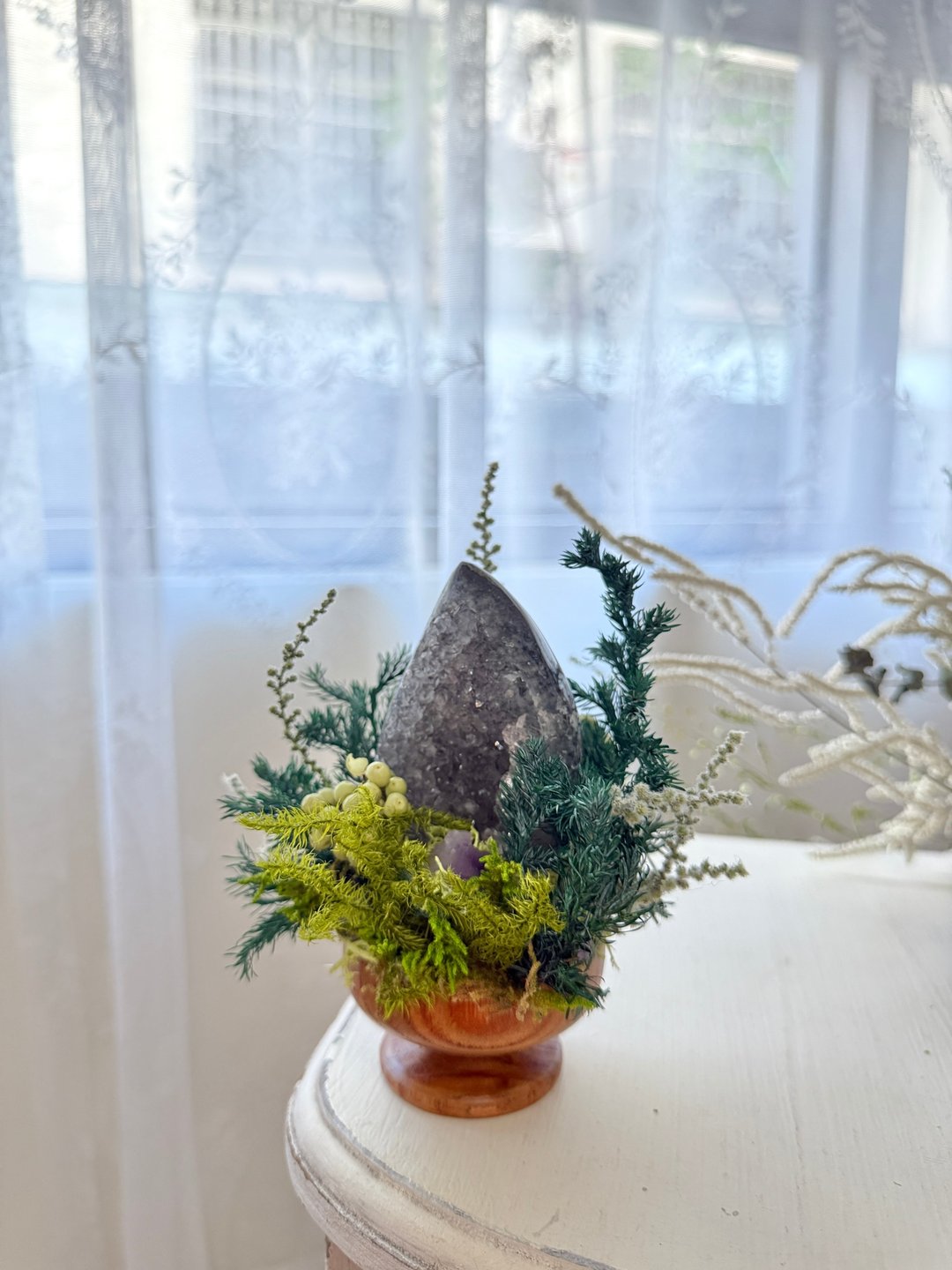 烛火守护 为你点上一盏光。灰雾紫水晶 永生叶材绿植栽 - 植栽/盆栽 - 水晶 紫色