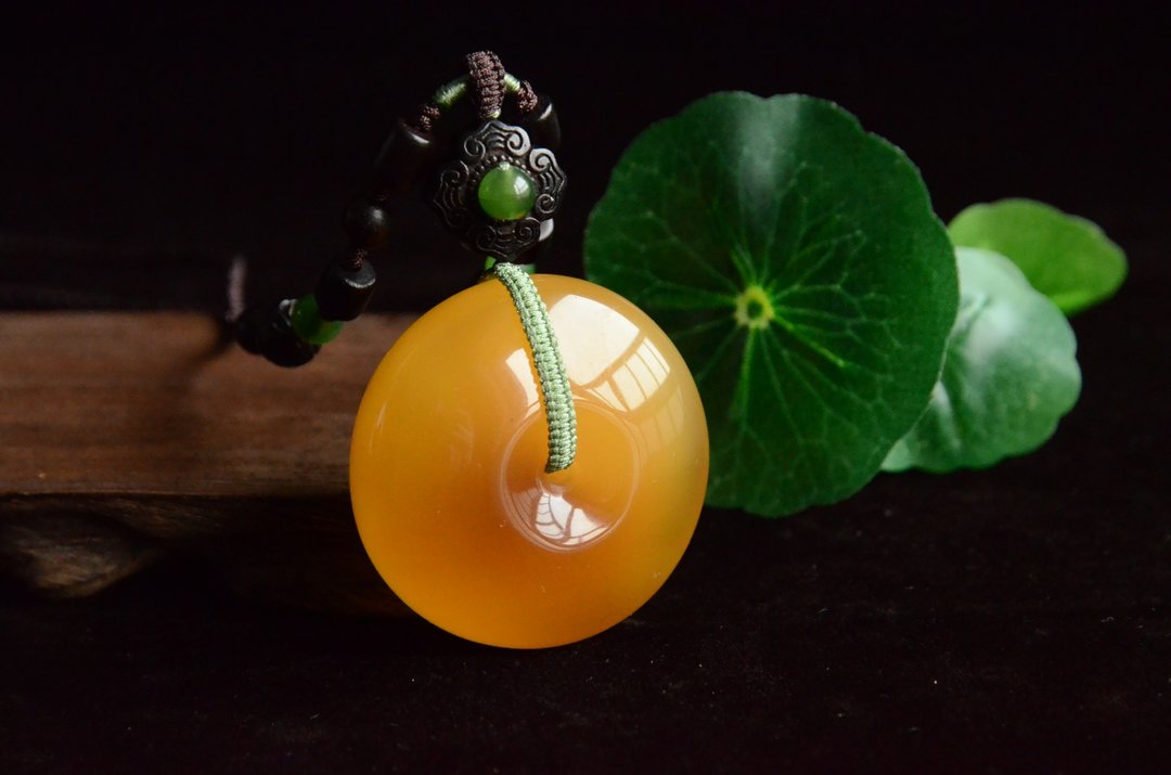 【瑶池望舒】天然极品满蜜蜜蜡俄料蜜糖色平安扣项链 - 项链 - 宝石 