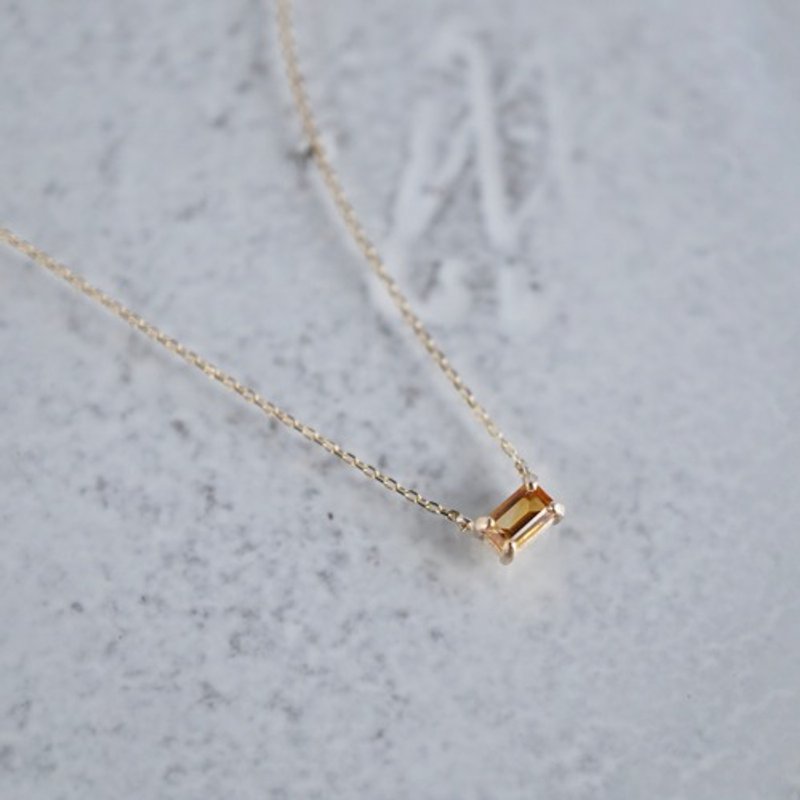 Citrine baguette necklace [P086K10YG(CT)] - 项链 - 宝石 
