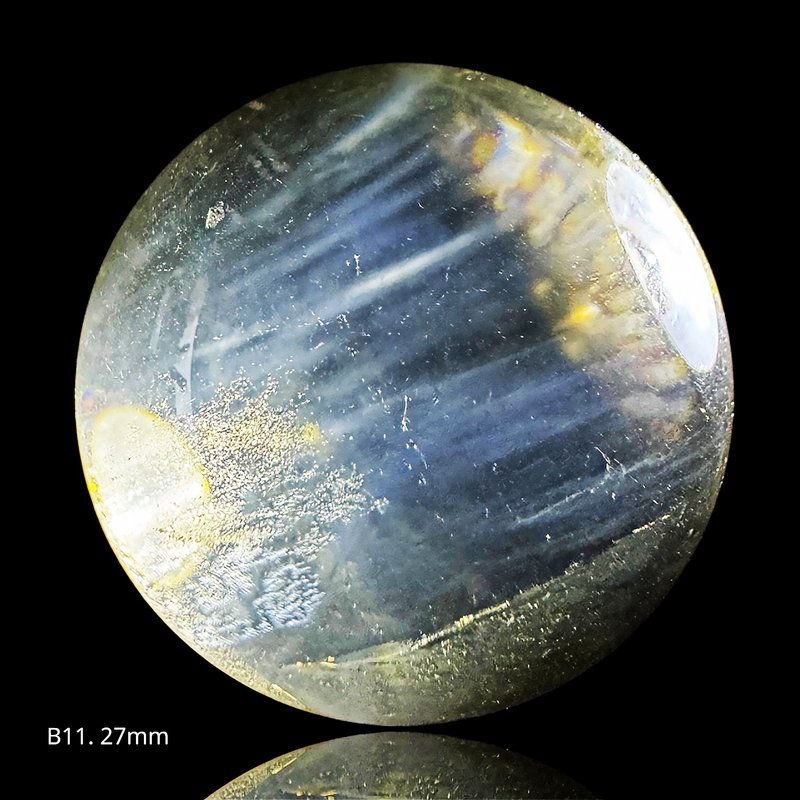 B11 天然黄水晶球 27mm 隐性蓝针 超净透日光黄 无加热 原矿水晶 - 摆饰 - 水晶 