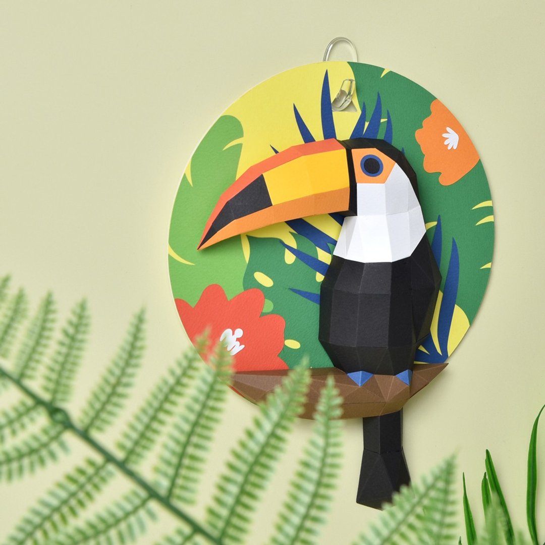 Taipei Zoo联名商品-3D纸模型-DIY动手做-大巨嘴鸟壁挂-挂饰 - 木工/竹艺/纸艺 - 纸 多色