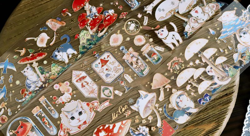 福爾蘑喵膠帶亮面PET立體虹光白墨 - 纸胶带 - 塑料 多色