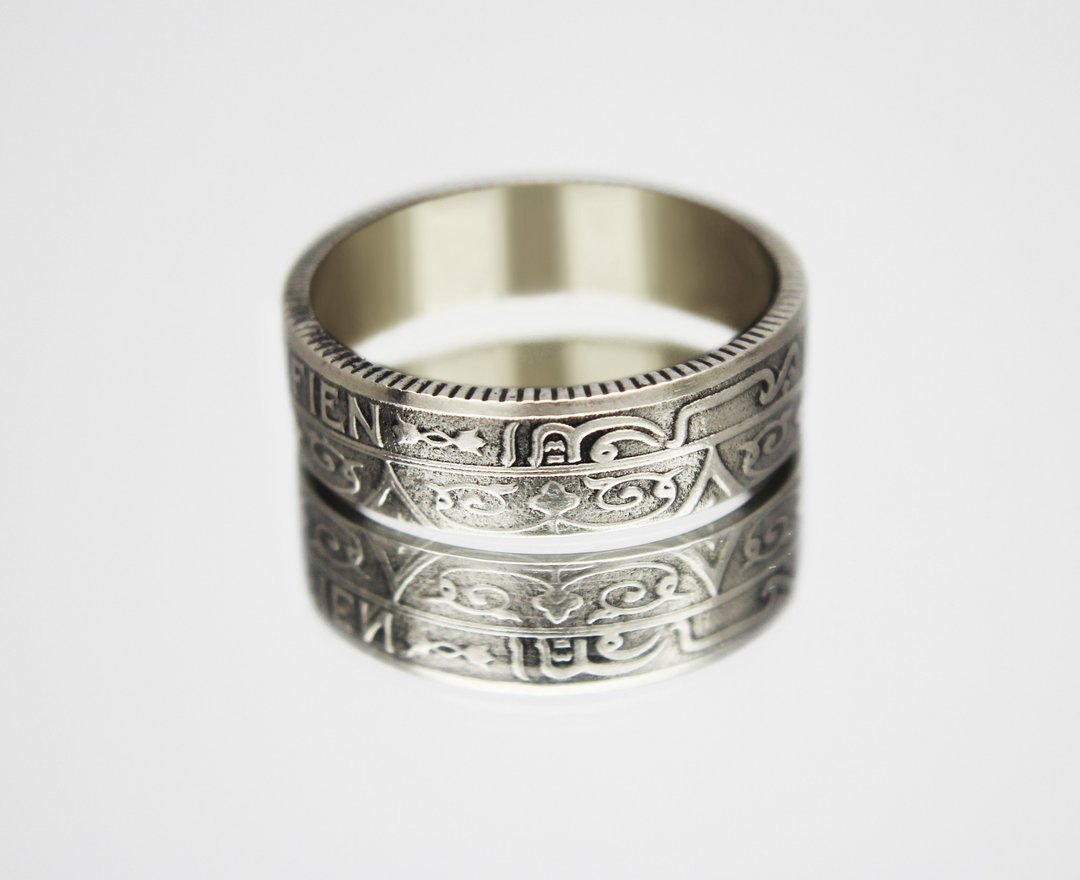 Morocco Coin Ring 1 franc 1921 coin rings for men coin rings for women - 戒指 - 其他金属 