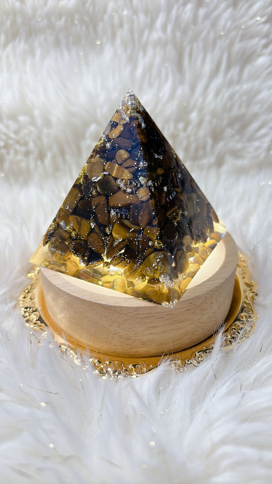 王者风范-虎眼石奥刚能量金字塔 - 摆饰 - 水晶 咖啡色