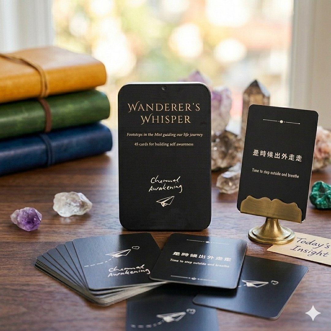 心灵消息卡牌 Wanderer's Whisper | 触及内心深处的疗愈礼物推荐 - 卡片/明信片 - 其他金属 黑色