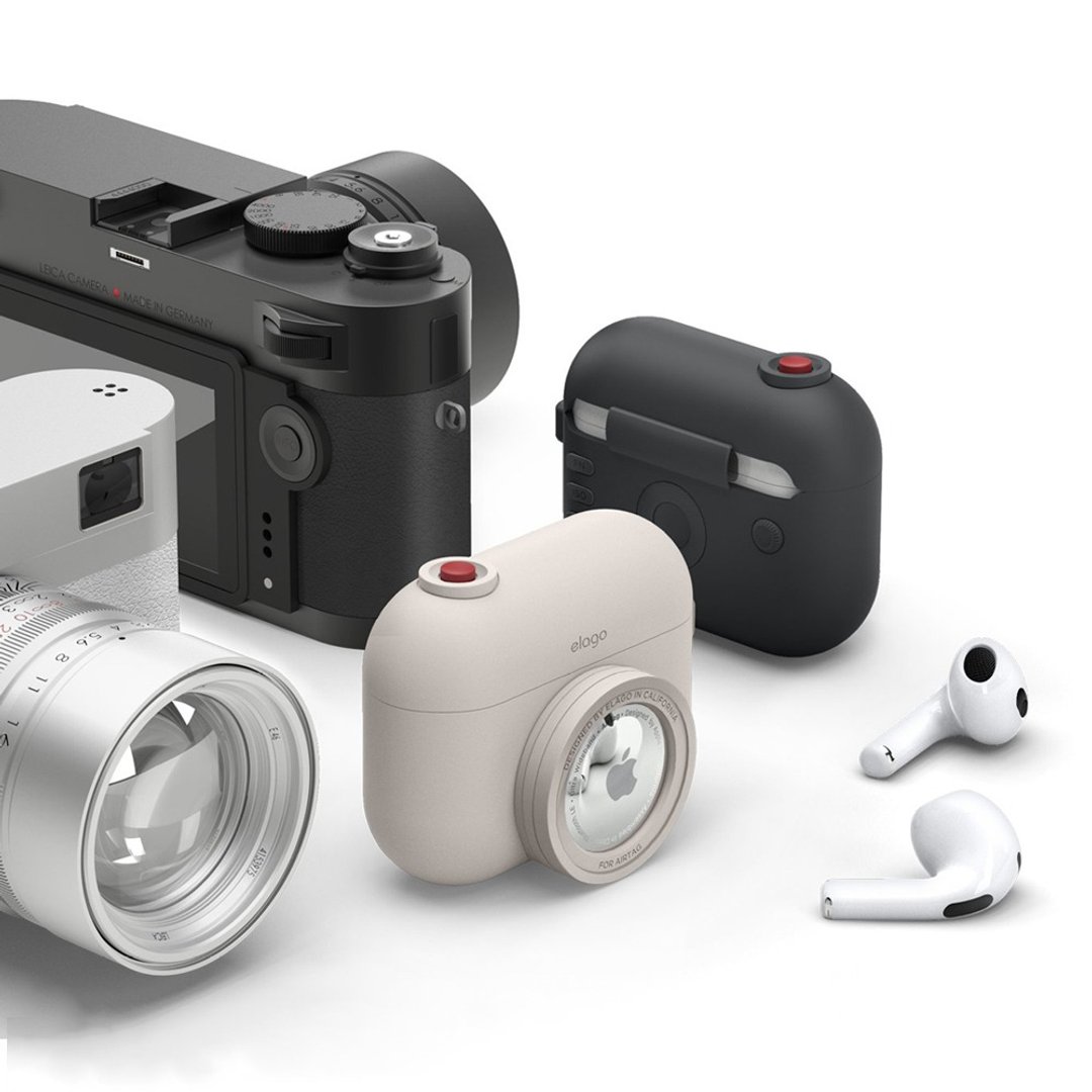 AirPods 3 相机保护套 (AirTag可收纳) 耳机壳 耳机套 - 耳机收纳 - 硅胶 灰色