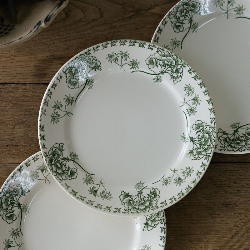 柳染绿点心盘 直径20.8cm - 盘子/餐盘/盘架 - 陶 