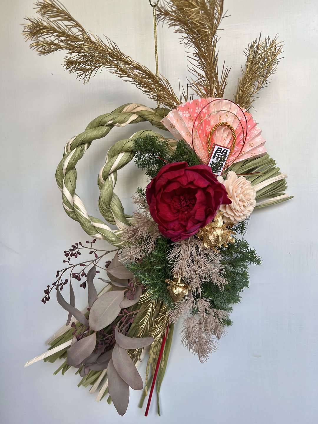 开运纸扇日式注连绳/守岁绳/新年装饰 - 干燥花/捧花 - 植物．花 红色