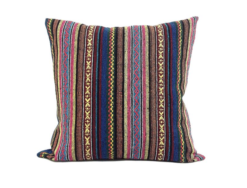 Woven Cotton Pillow cases Handmade Decorative Pillow Covers Tribal pillow - 枕头/抱枕 - 棉．麻 蓝色