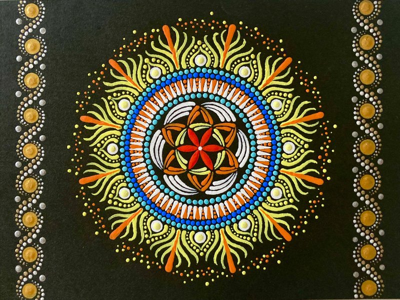 框架圆点曼陀罗 2025 年台历原版 7 月 2L 尺寸 - 海报/装饰画/版画 - 纸 黄色