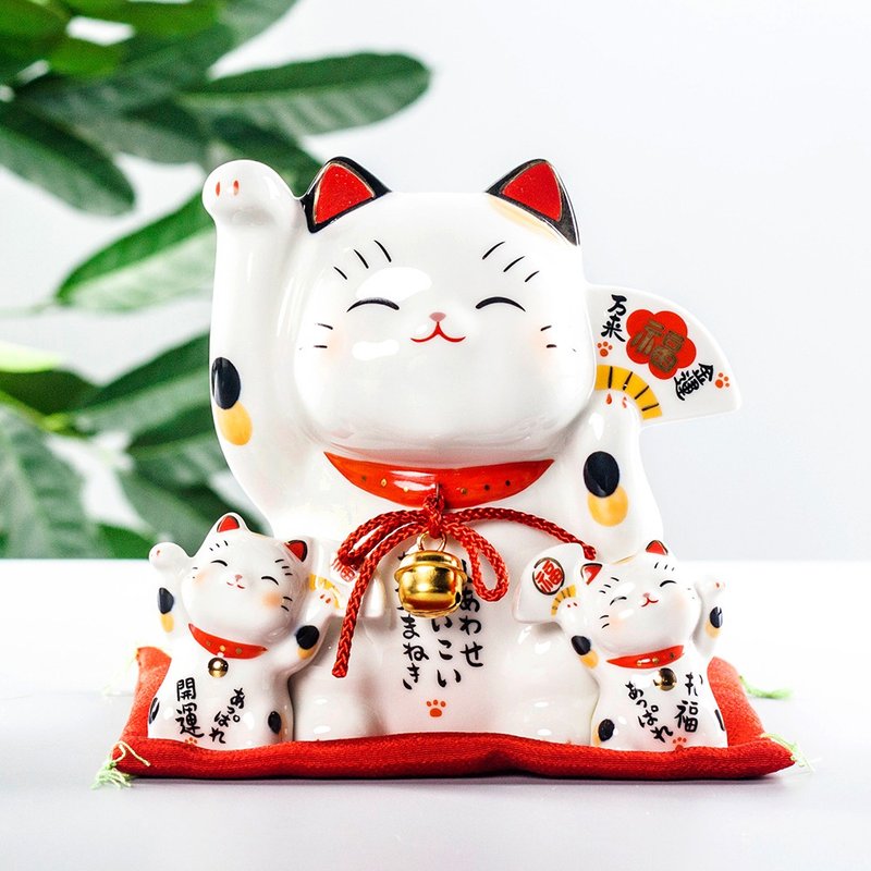 日本药师窑彩绘财源广进大号招财猫储蓄罐摆件开业乔迁生日礼物 - 摆饰 - 陶 