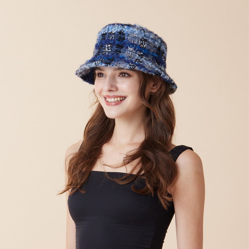 JULIET 花桶帽 - 蓝格纹 - 帽子 - 其他材质 蓝色