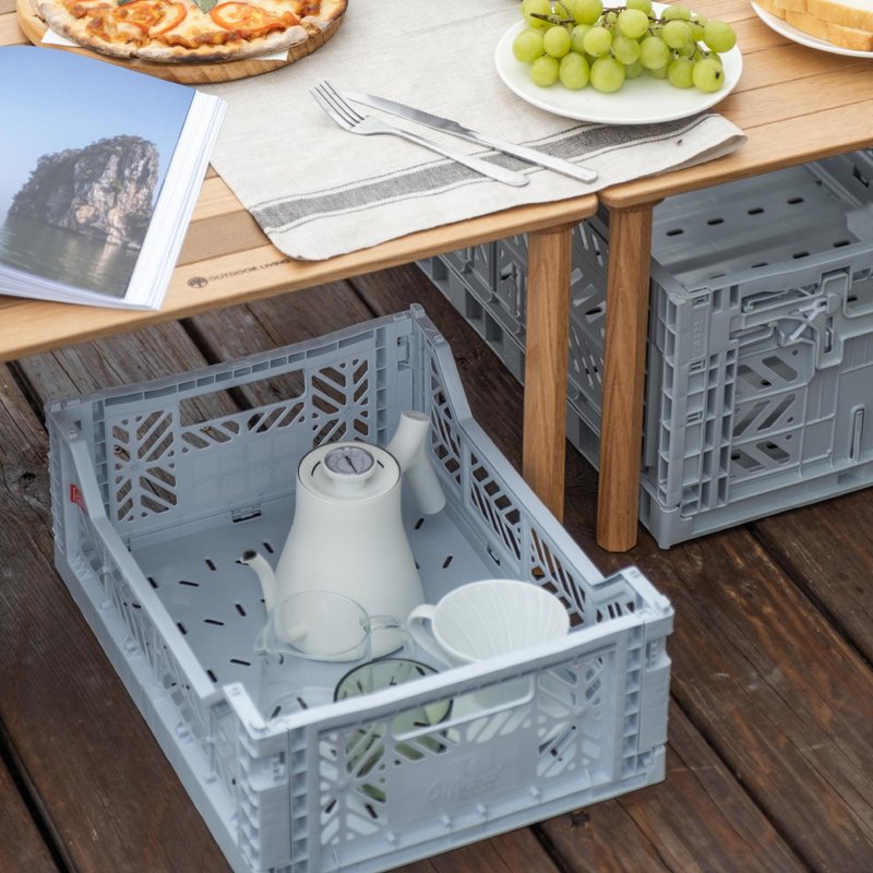 土耳其Aykasa折叠收纳篮(M)-雾灰蓝 - 收纳用品 - 塑料 蓝色