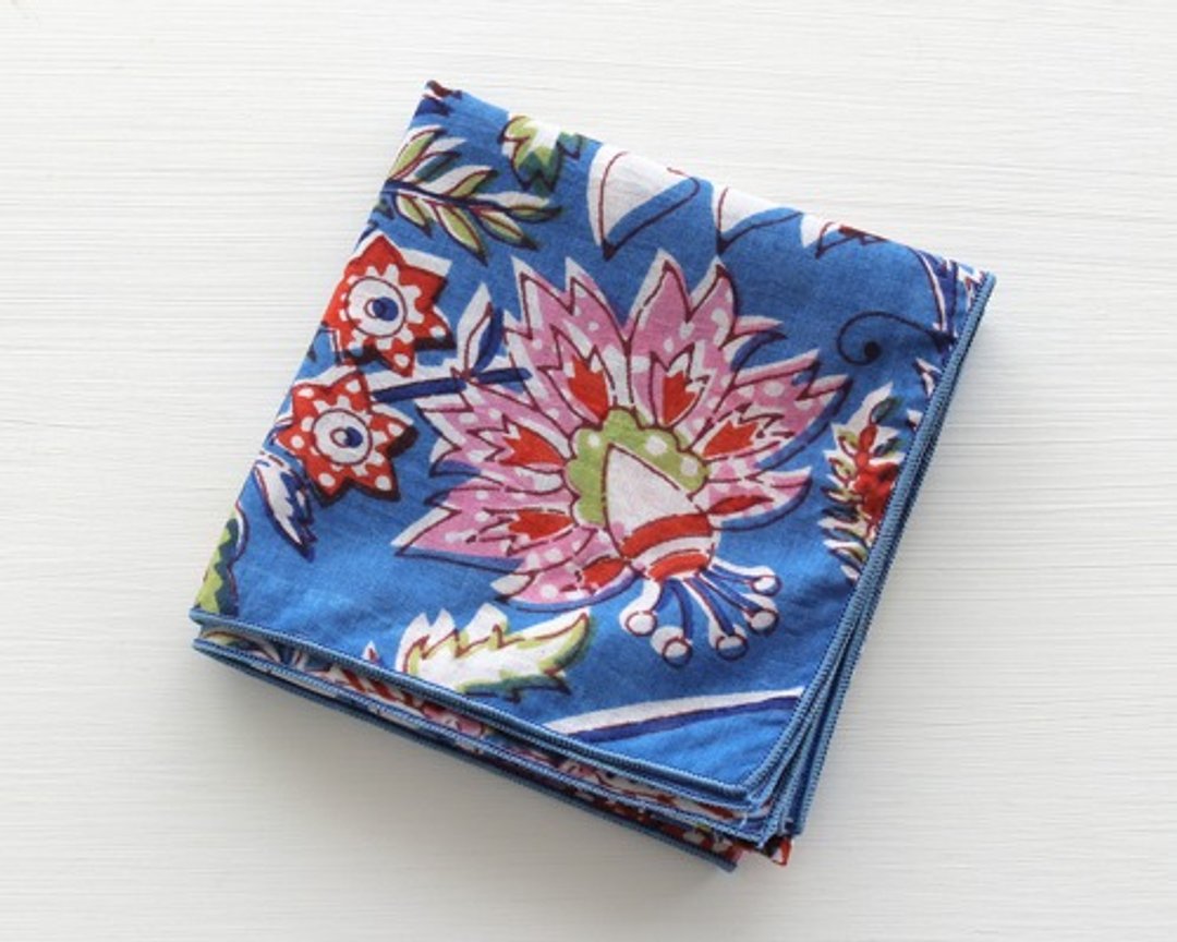 Pinkoi 代购 - 手丝网（手工印花）印花手帕（花鸟风月/蓝）15条 - 其他 - 棉．麻 