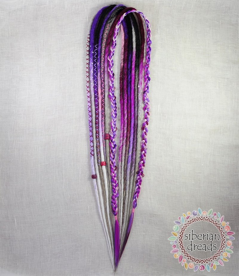 紫红色挑染发束 / 7DE 钩针编织滑顺发束 / 夹式发片 - 发饰 - 其他材质 紫色