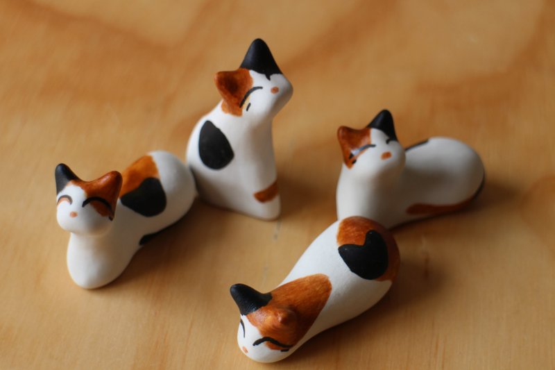 日本三色猫小猫石(猫型研究室) - 花瓶/陶器 - 瓷 