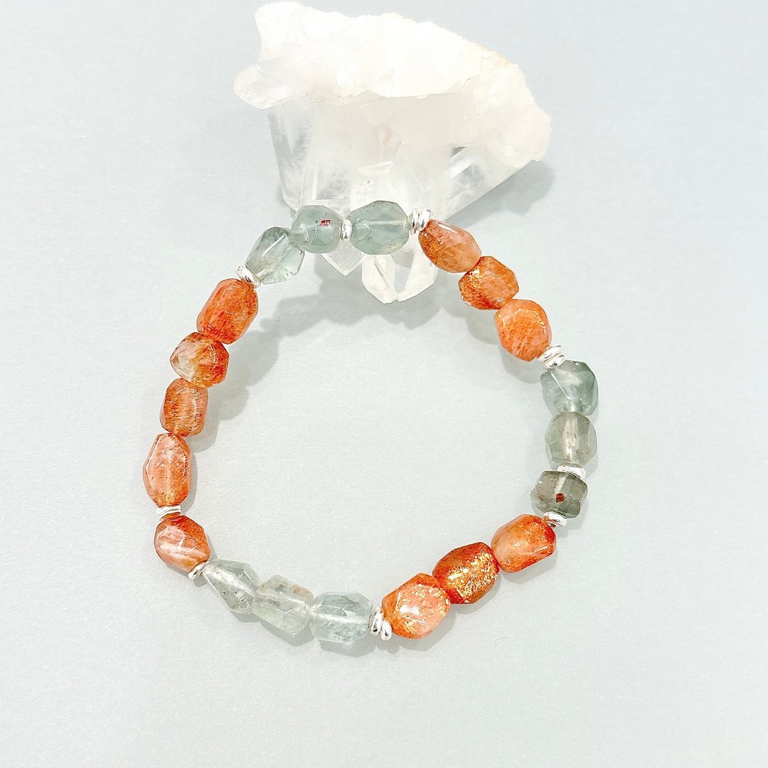Ops Arusha Sunstone silver bracelet - 阿鲁沙/金太阳石/绿柱石 - 手链/手环 - 银 橘色