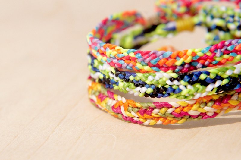 编织混色手绳/冲浪手绳/编织手绳/定制化手绳-蚕丝蜡线(定制化) - 手链/手环 - 防水材质 多色