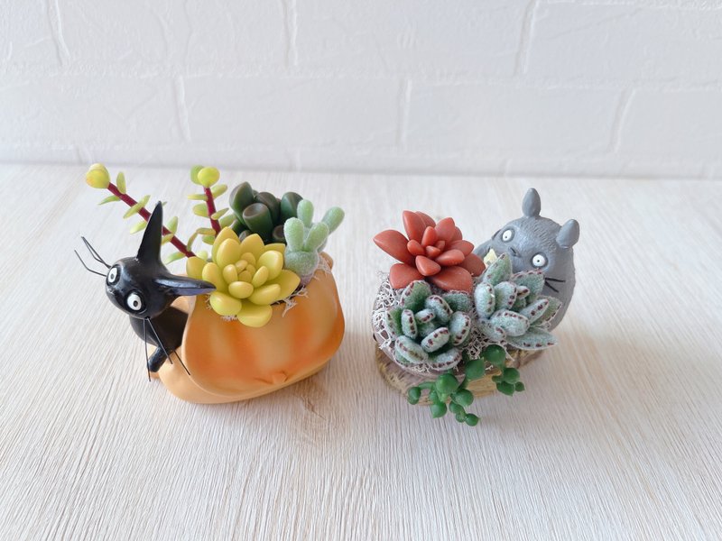【黏土多肉盆-现货】黑猫书包&龙猫抱陶缸 - 植栽/盆栽 - 粘土 多色