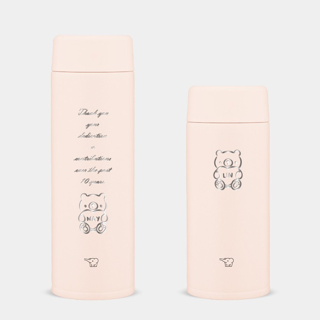 【雷射雕刻】小熊 定制化文字 象印保温瓶 PU049 - 保温瓶/保温杯 - 不锈钢 粉红色