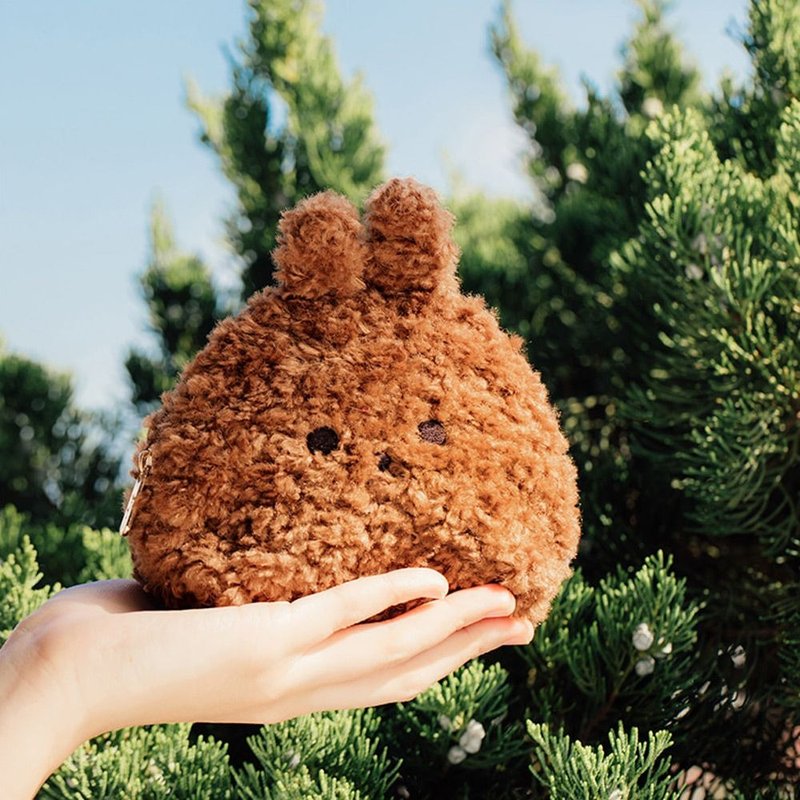 情人节礼物-冬日暖萌兔半月收纳包M-咖啡兔,LWK50096 - 化妆包/杂物包 - 其他人造纤维 咖啡色