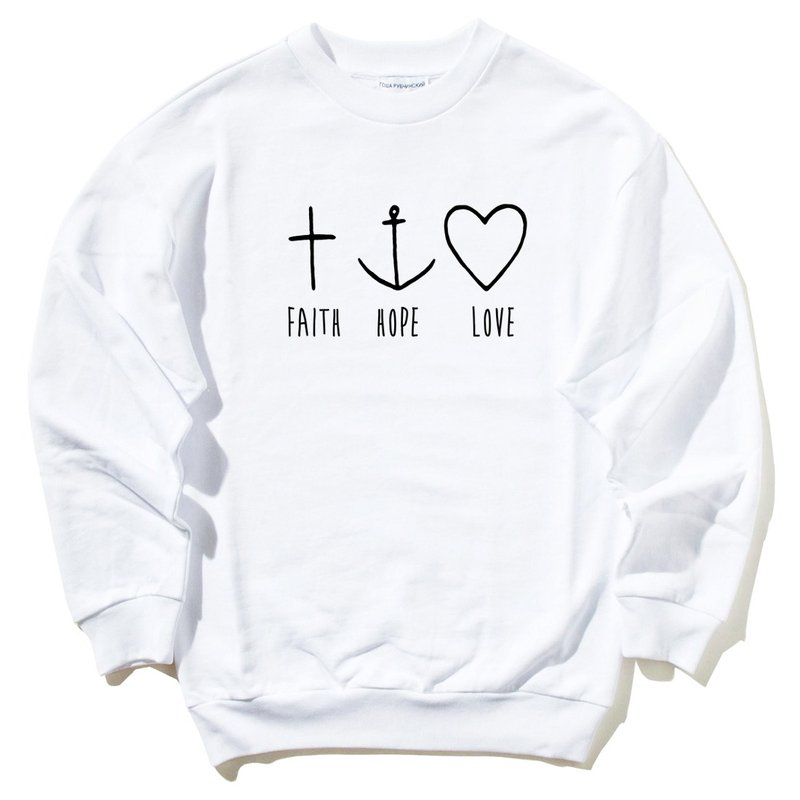 Faith Hope Love【现货】大学T 刷毛 2色 信仰 希望 爱 宗教 十字 教堂 基督 耶稣 上帝 亚版 - 男装针织衫/毛衣 - 棉．麻 多色