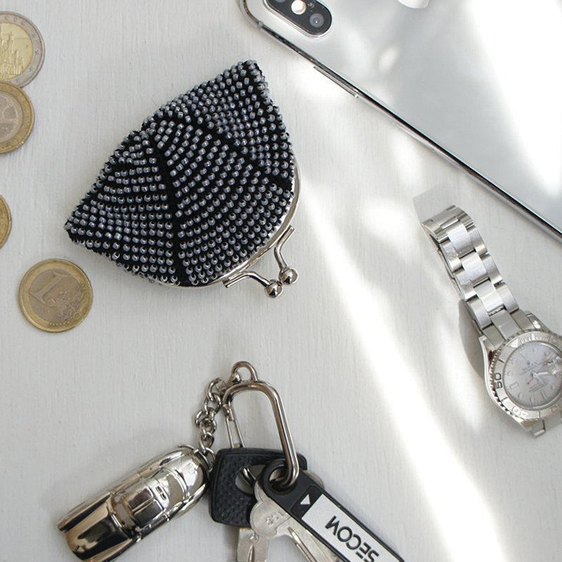 Ba-ba handmade Seedbeads crochet coincase No.1417 - 零钱包 - 其他材质 黑色