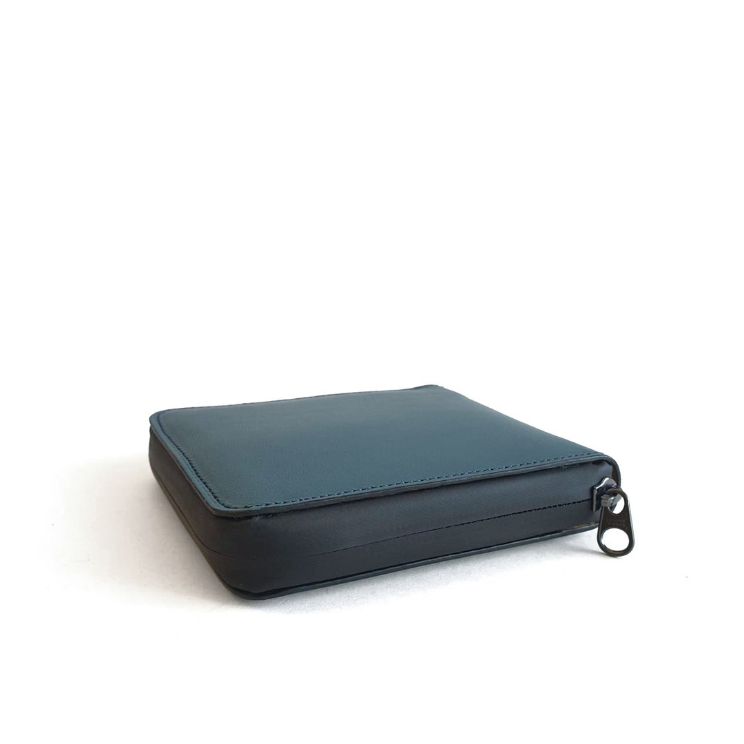 Solid square /Navy (Greenish blue) - 皮夹/钱包 - 真皮 蓝色