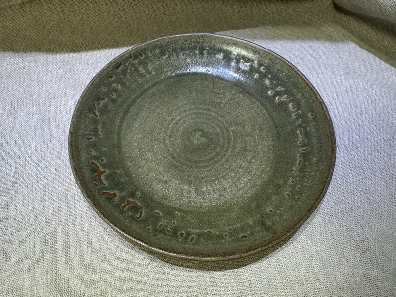 苔青釉手拉陶盘 - 盘子/餐盘/盘架 - 陶 