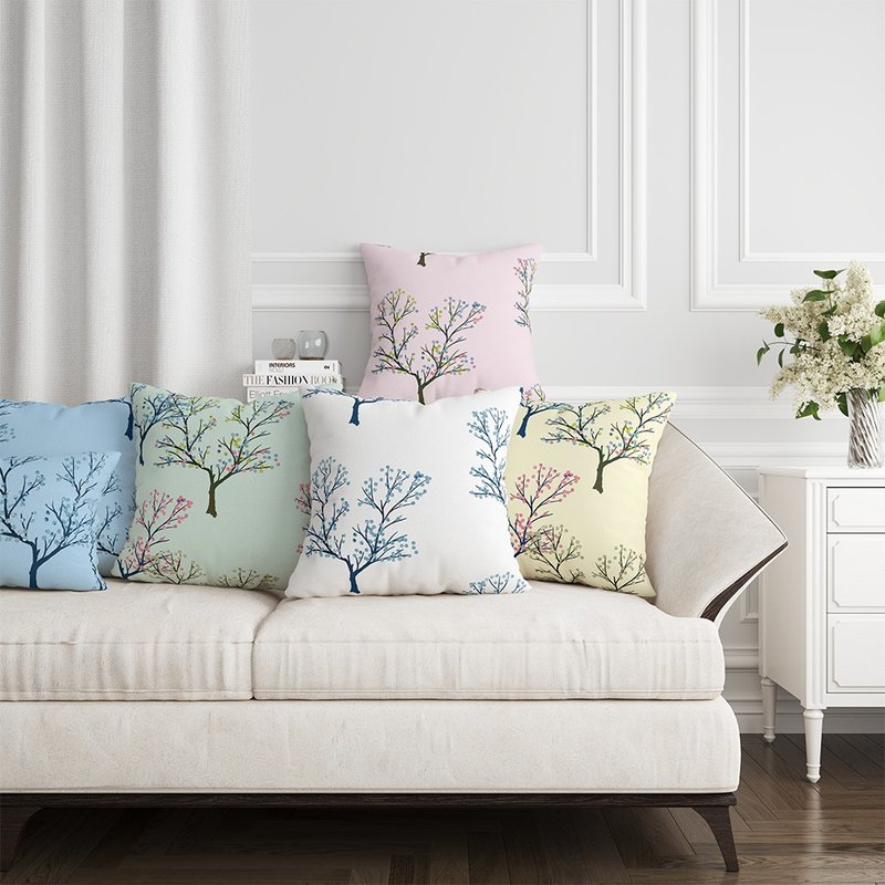 品牌设计抱枕套 梅花树(三个一组) - 枕头/抱枕 - 聚酯纤维 