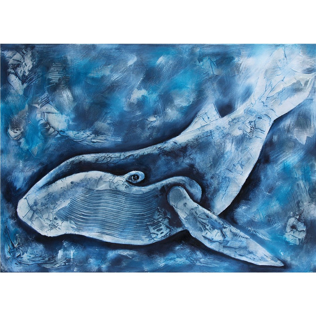 鲸鱼绘画 鱼原创艺术 水下挂画 海上艺术品 50 x 70 厘米 - 海报/装饰画/版画 - 其他材质 