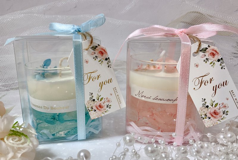 【室内香氛】永生绣球花大豆精油蜡烛 - 香薰/精油/线香 - 玻璃 多色