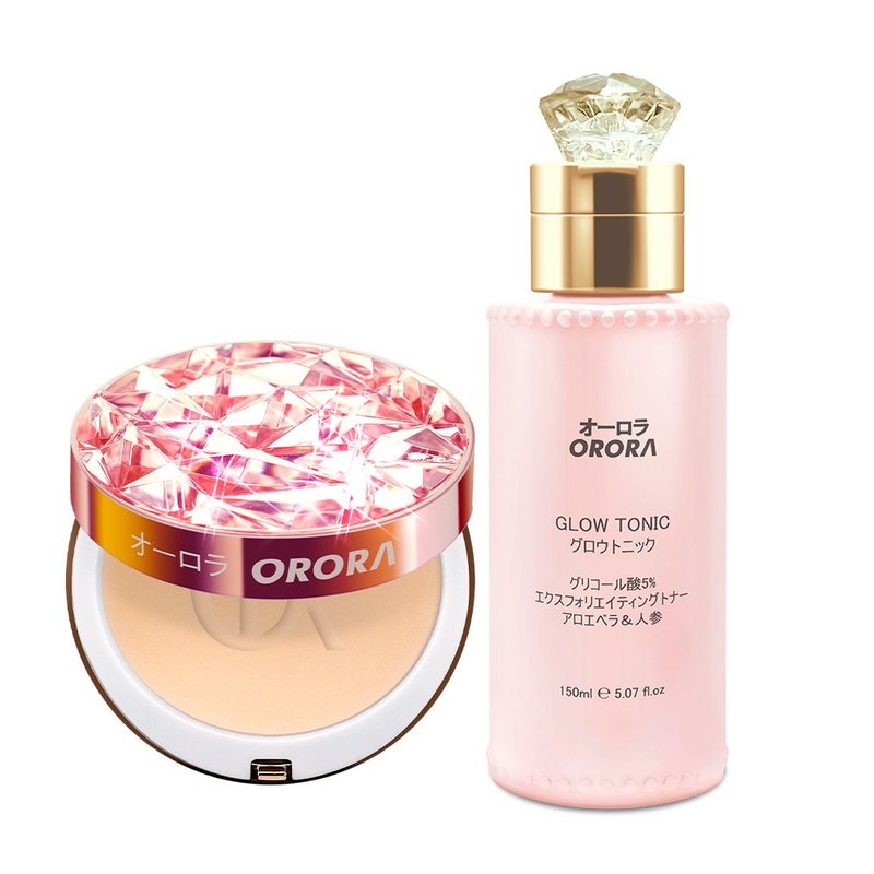 日本Orora 胶原雾致控油粉饼+嫩肌去角质精华水150ml - 粉饼/散粉 - 其他材质 
