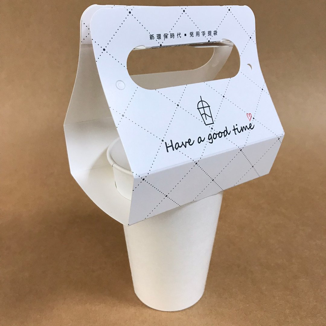 | 餐饮外带装家 |  一杯饮料外带提卡-白卡点点版 1,000pcs/箱 - 其他 - 纸 白色