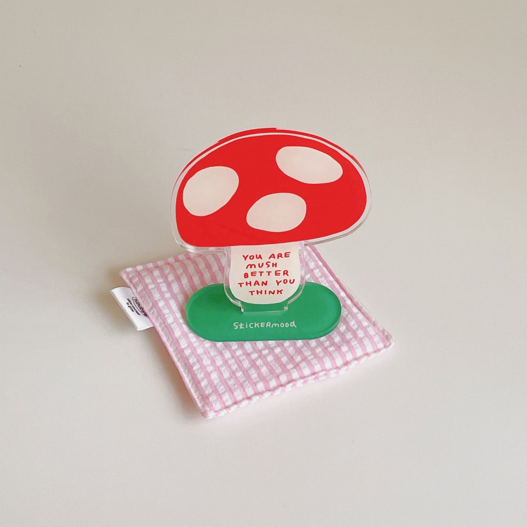 Mushroom acrylic stand - 摆饰 - 其他材质 红色