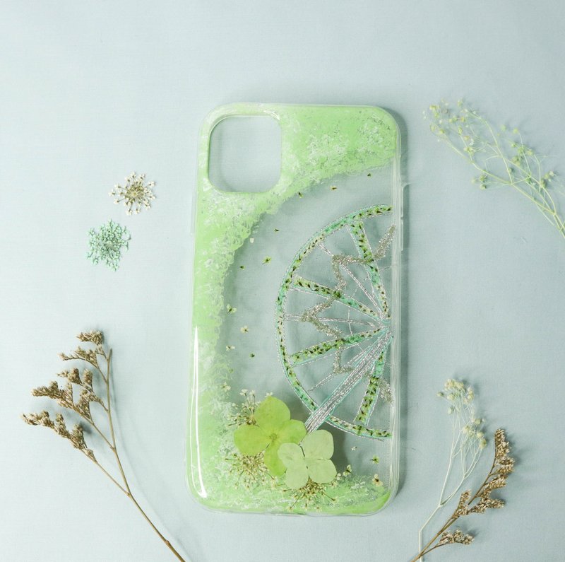 押花摩天轮闺蜜/情侣手机壳 | 抹茶绿色 - 手机壳/手机套 - 植物．花 绿色